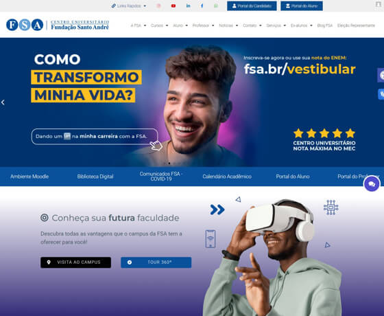 Imagem do site institucional da Fundação Santo André.